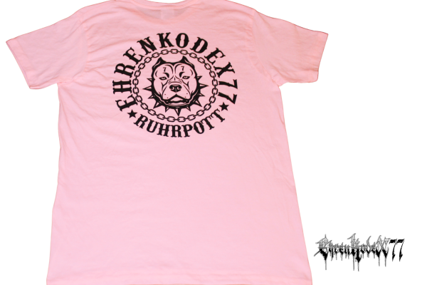 Street-Line T-Shirt "Ehrenkodex77", rosa-schwarz, hochwertiger Siebdruck Pitbull